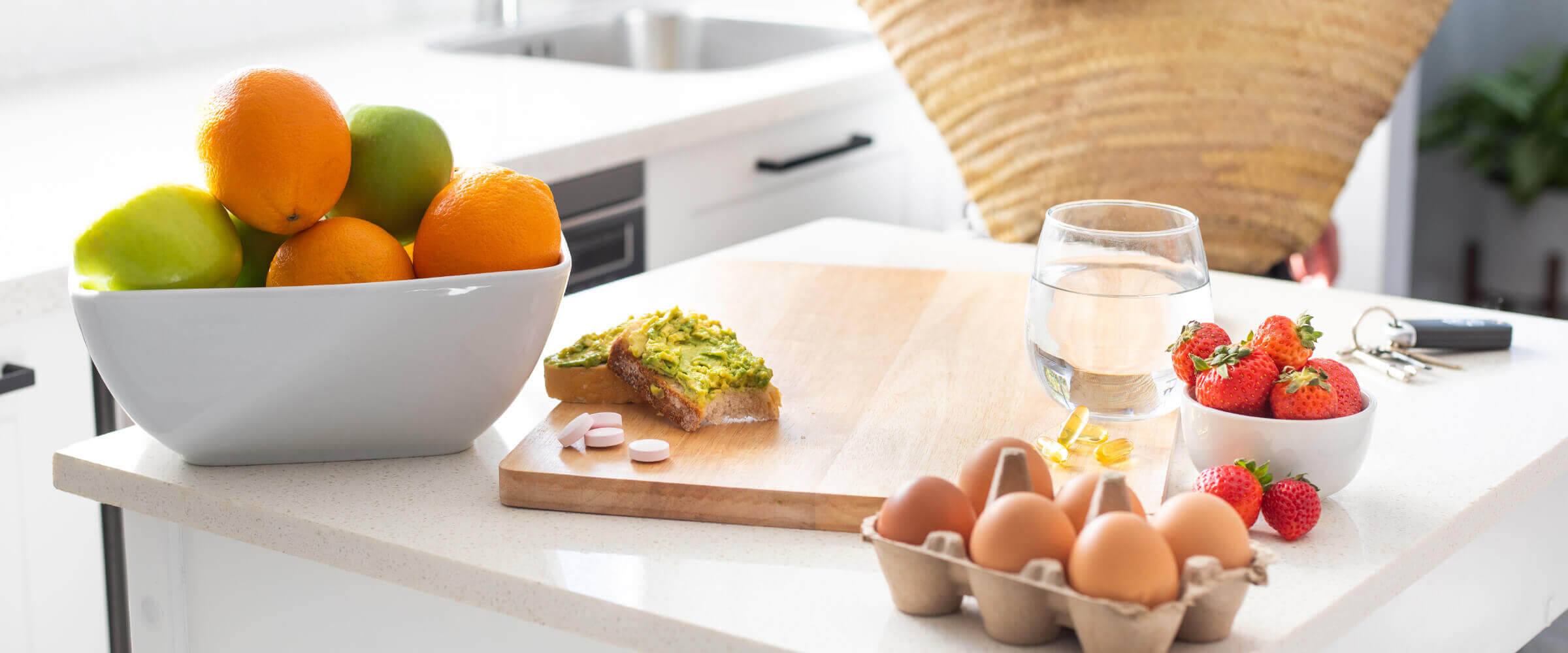 Kitchen table with supplement ingredients